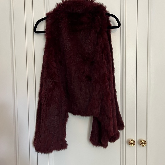 Burgundy Rabbit Fur Vest - Picture 4 of 8